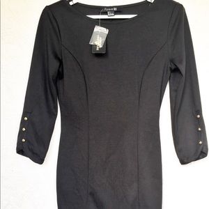Black XXI dress with gold button details. Sz Small
